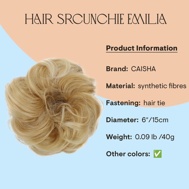 CAISHA Big Hairpiece Scrunchy Updo Bridal Hairstyle curly Messy Bun Light Blonde G15E - Image 2
